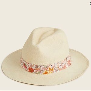 JCrew PANAMA HAT WITH LIBERTY PRINT RIBBON